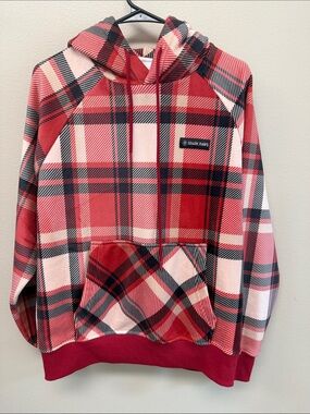 Spark Paws Plaid Red Hooded Sweatshirt with Front Pocket Super Soft NWT
